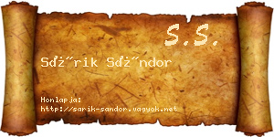 Sárik Sándor névjegykártya