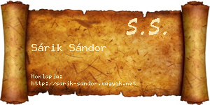 Sárik Sándor névjegykártya